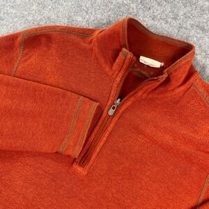 Tommy Bahama Mens Quarter-Zip Pullover XL Orange Tencel Lyocell Long Sleeve